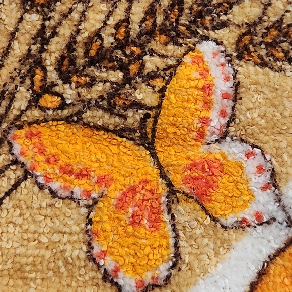 Vtg Cannon USA "wheat" and butterflies kitchen bath hand towel 70s hippie earthy - Picture 7 of 9